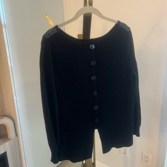 Blugirl Italian Mixed Media Sweater w/ Leather Embroidery - M - Picture 5 of 14